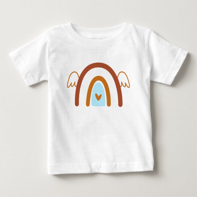 Niedlich Boho Rainbow mit Personalisiertem Namen Baby T-shirt (Vorderseite)
