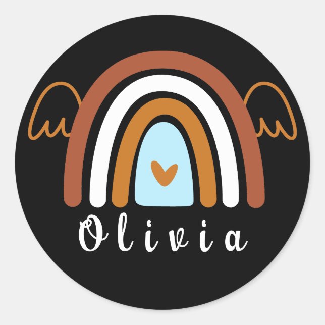 Niedlich Boho Rainbow mit Personalisiertem Namen Runder Aufkleber (Vorderseite)