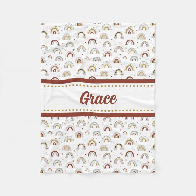 Niedlich Boho Rainbow Pattern Kids Fleece Blanket (Vorderseite)