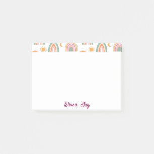 Niedlich Boho Rainbow Pattername Personalisiert Post-it Klebezettel