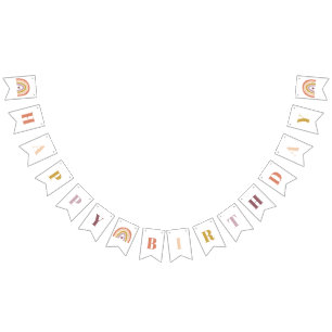 Niedlich Boho Rainbow Peach Birthday Wimpelkette