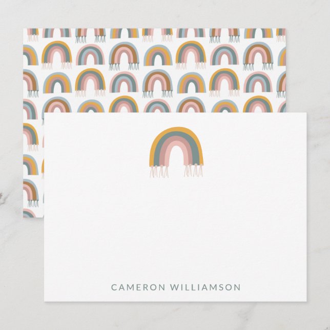 Niedlich Boho Rainbow Personalisiert Baby and Kids Mitteilungskarte (Vorne/Hinten)