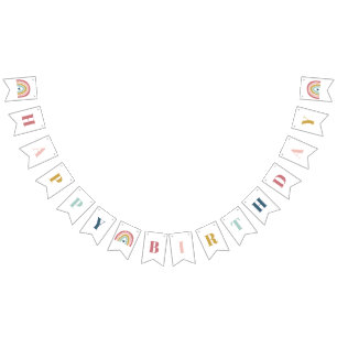 Niedlich Boho Rainbow Pink Geburtstag Wimpelkette