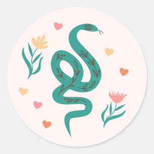 Niedlich Boho Schlange & Wildblume Sticker