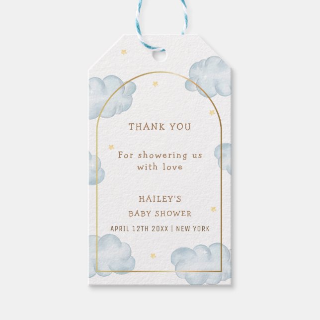 Niedlich Boho Star Cloud Arch Boy Babydusche Geschenkanhänger (Vorderseite)