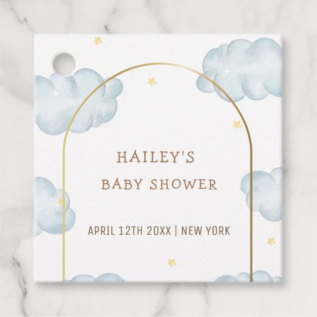 Niedlich Boho Star Cloud Arch Boy Babydusche Geschenkanhänger (Vorderseite)