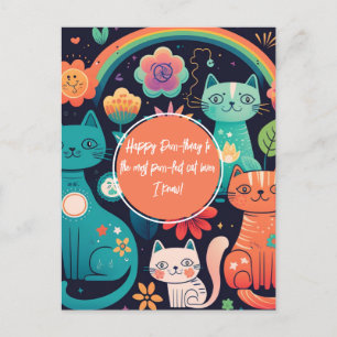 Niedlich Boho Style Cat Geburtstag Postkarte