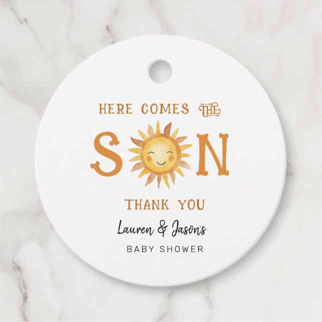 Niedlich Boho Sun Baby Boy Babydusche Danke Geschenkanhänger (Vorderseite)