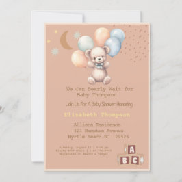 Niedlich Boho Teddy Bear Balloons Babydusche Einladung