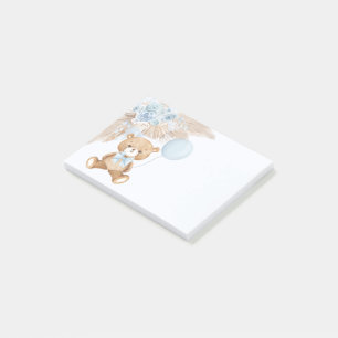 Niedlich Boho Teddy Bear Pastel Blue Ballon Post-it Klebezettel