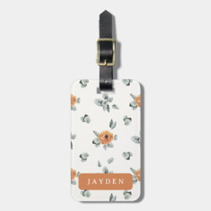 Niedlich Boho Terracotta Floral Grüne Individuelle Gepäckanhänger