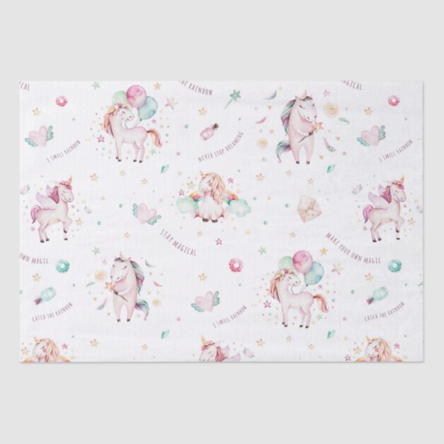 Niedlich Boho Unicorns Blumenblütendusche Seidenpapier (Vorderseite)