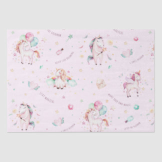 Niedlich Boho Unicorns Blumenpinke Babydusche Seidenpapier