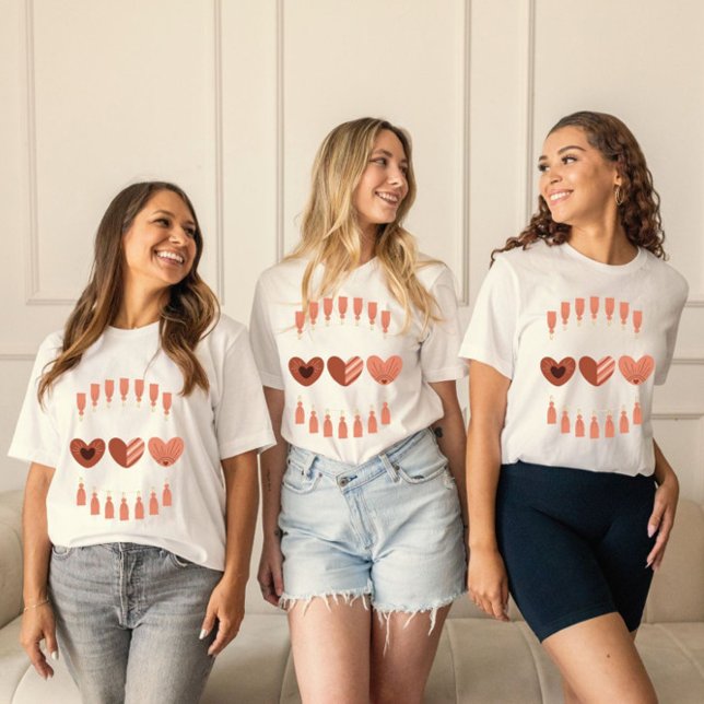 Niedlich Boho Valentinstag Hearts T-Shirt (Celebrate Valentine's day with this stylish tshirt in the style of boho colours.)