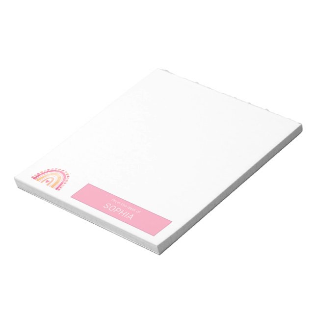 Niedlich Boho Wasserfarbe Regenbogen in Rosa perso Notizblock (Rotiert)