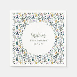 Niedlich Boho Wasserfarbe Wildblume Kinderdusche i Serviette