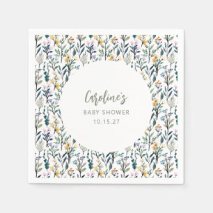 Niedlich Boho Wasserfarbe Wildblume Kinderdusche i Serviette