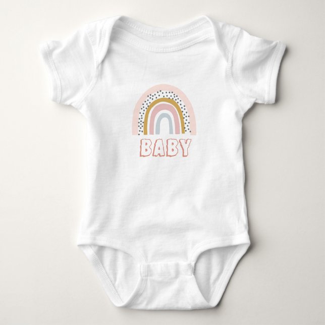 Niedlich Boho Watercolor Rainbow Baby Strampler (Vorderseite)