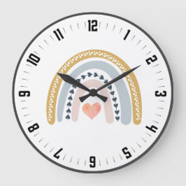 Niedlich Boho Watercolor Rainbow Kinderzimmer Große Wanduhr
