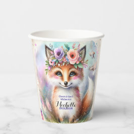 Niedlich Boho Watercolor Woodland Fox Geburtstagsp Pappbecher