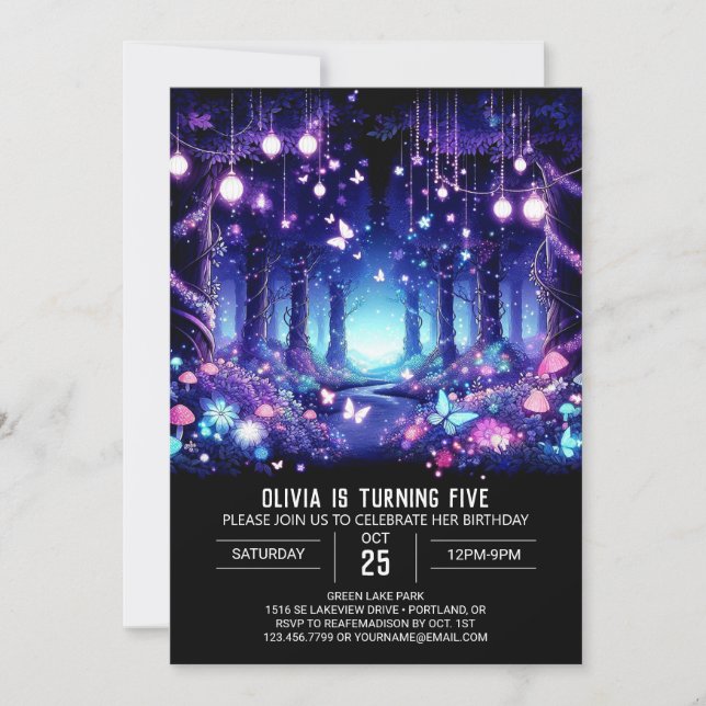 Niedlich Boho Woodland Digital Geburtstag Einladung (Vorderseite)