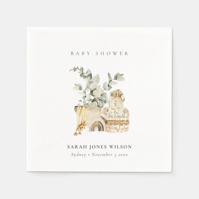 Niedlich Boho Yellow Kinderzimmer Foliage Baby Dus Serviette (Vorderseite)