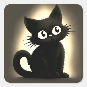 Niedlich Boo Black Cat Halloween Quadratischer Aufkleber