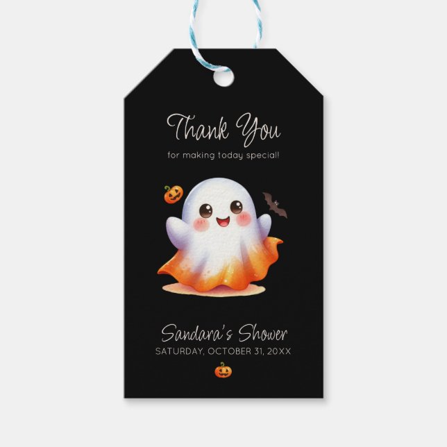 Niedlich Boo Ghost Baby Dusche Geschenkanhänger (Vorderseite)