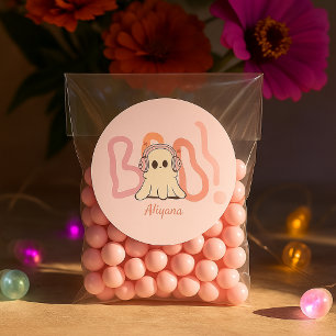 Niedlich Boo Ghost Colorful Halloween Runder Aufkleber