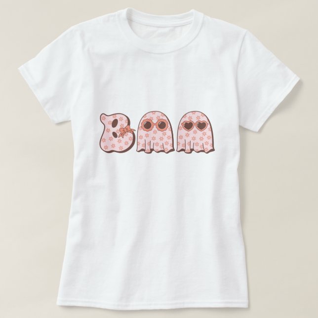 Niedlich Boo Ghost Halloween Girls T - Shirt (Design vorne)