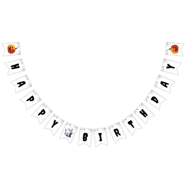 Niedlich Boo Halloween Ghost Boy Happy Birthday Wimpelkette (Alle)