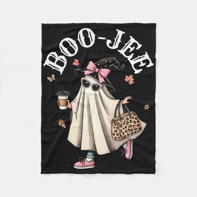 Niedlich Boo Jee Ghost Halloween Leopard Ghost-Kaf Fleecedecke (Vorderseite)