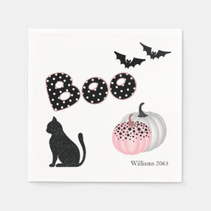 Niedlich Boo! Pink Pumpkin Halloween Cocktail Serviette
