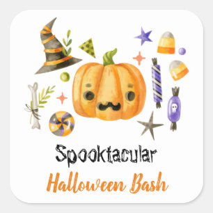Niedlich Boo Pumpkin Spooktacular Halloween Bash P Quadratischer Aufkleber