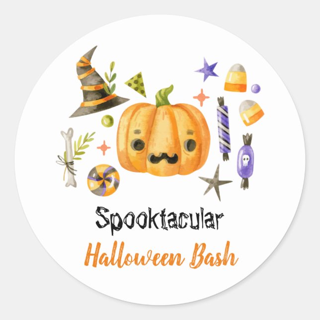 Niedlich Boo Pumpkin Spooktacular Halloween Bash P Runder Aufkleber (Vorderseite)
