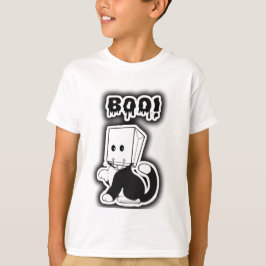 Niedlich "Boo!" Schwarze Katze mit Papiertütenmask T-Shirt