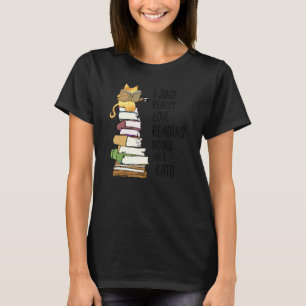 Niedlich Book Bookwork Nerd Lesen Lehrer Kitty Cat T-Shirt