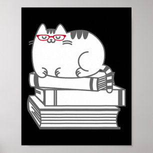 Niedlich Book Nerd Cat - Funny Nerdy Kitten Shirt Poster