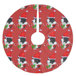 Niedlich Border Collie Christmas Merry Polyester Weihnachtsbaumdecke