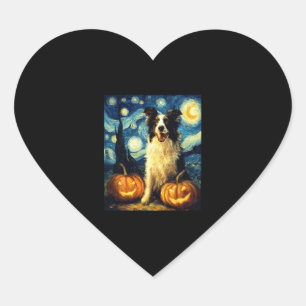 Niedlich Border Collie Dog Halloween Kürbislaterne Herz-Aufkleber