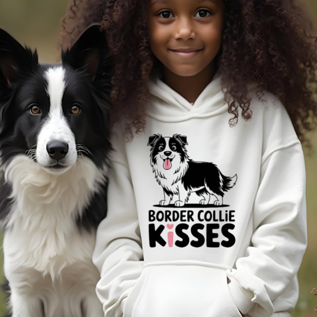 Niedlich Border Collie Kisses Cartoon Welpe Dog Lo Hoodie (Von Creator hochgeladen)