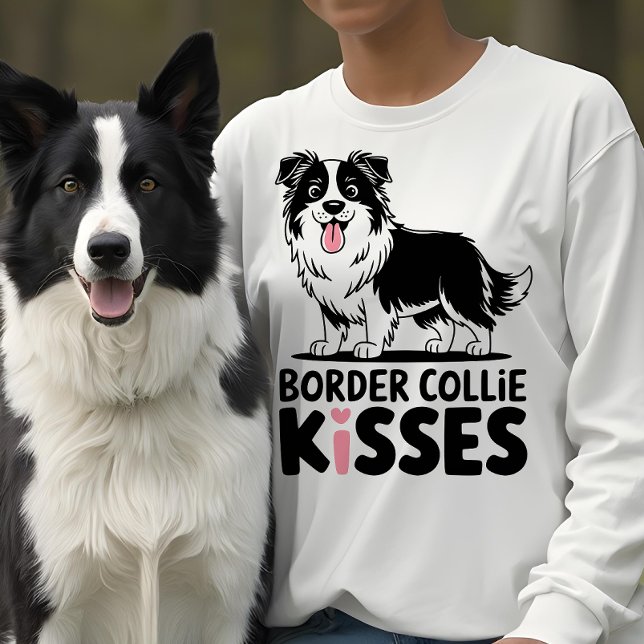 Niedlich Border Collie Kisses Cartoon Welpe Dog Lo Sweatshirt (Von Creator hochgeladen)