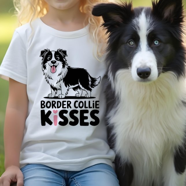Niedlich Border Collie Kisses Cartoon Welpe Dog Lo T-Shirt (Von Creator hochgeladen)