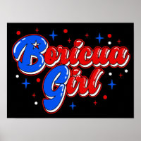 Niedlich Boricua Girl Puerto Rico Glitzer Poster