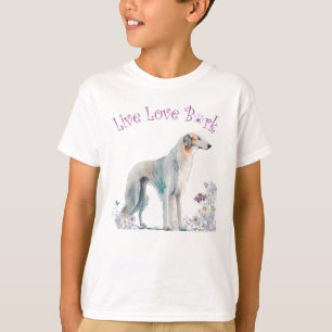 Niedlich Borzoi Hund Floral T-Shirt