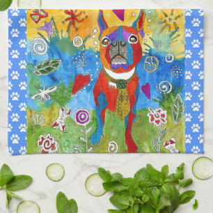 Niedlich Boston Terrier 1/2 Klappküche Handtuch