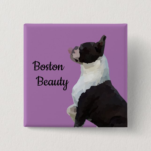 Niedlich Boston Terrier Boston Beauty Button Butto (Vorderseite)
