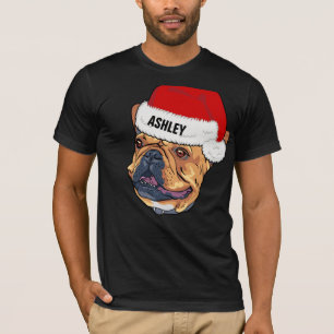 Niedlich Boston Terrier Christmas Hat Dog Big T-Shirt