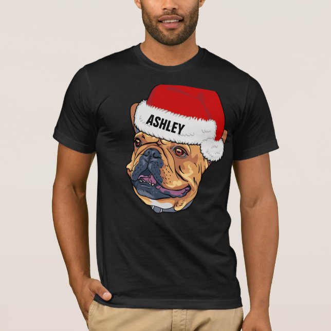 Niedlich Boston Terrier Christmas Hat Dog Big T-Shirt (Vorderseite)