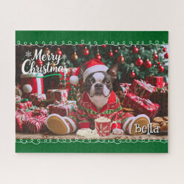Niedlich Boston Terrier Christmas Pajamas Personal Puzzle